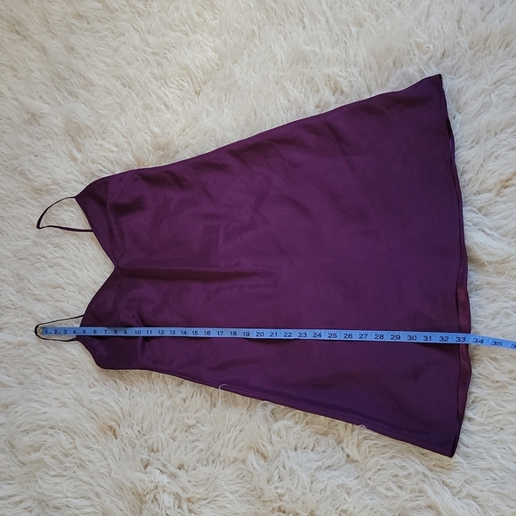 Handmade V-Neck Solid Slip Dress with Spaghetti Straps Plum Purple Eggplant - Picture 3 of 7